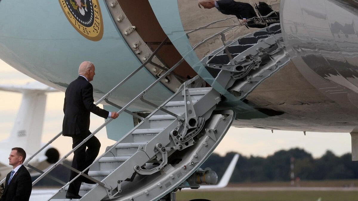 <div class="paragraphs"><p>U.S. President Joe Biden boards Air Force One for travel to Tel Aviv, Israel, from Joint Base Andrews, Maryland, U.S., October 17, 2023.</p></div>