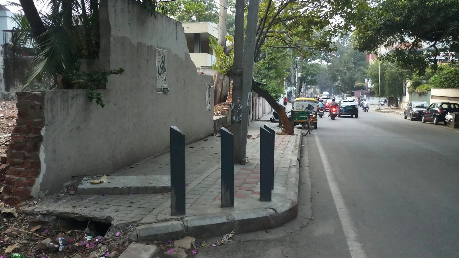 <div class="paragraphs"><p>Bollards on Nandidurga Road. </p></div>