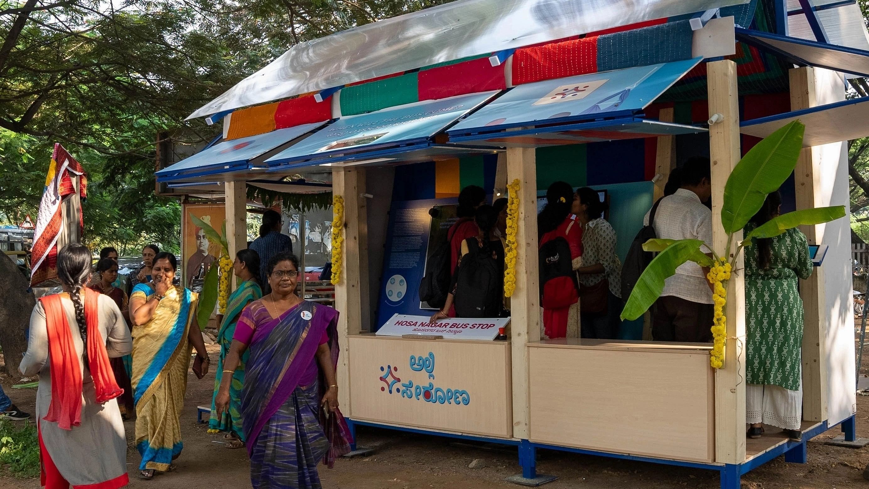 The installation is currently parked behind Baiyappanahalli metro station.