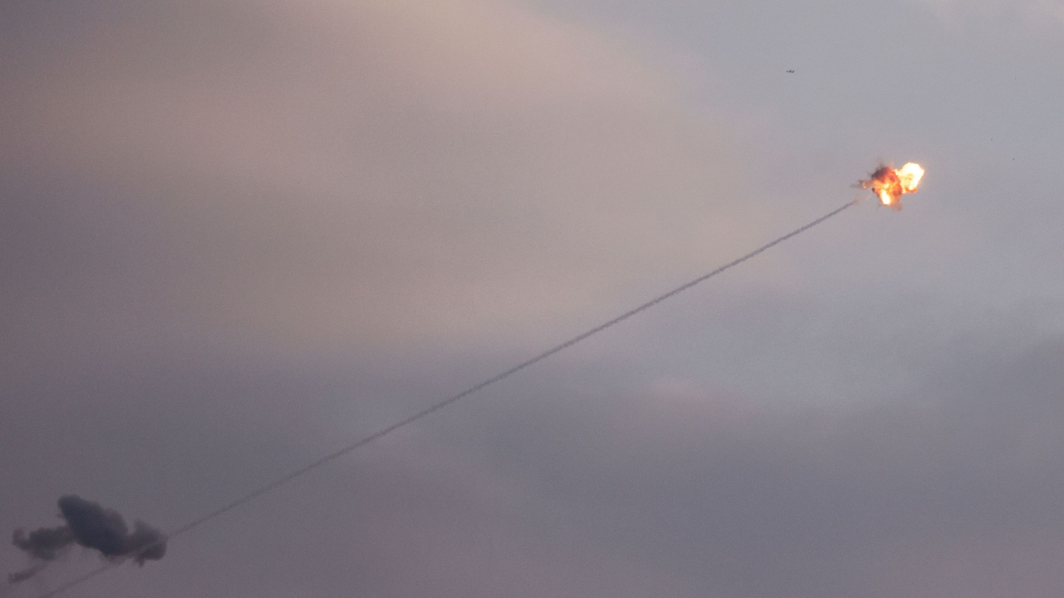 <div class="paragraphs"><p>Israel's Iron Dome anti-missile system intercepts rockets launched from the Gaza Strip, as seen from the Israeli side of the border between Israel and the Gaza Strip.</p></div>