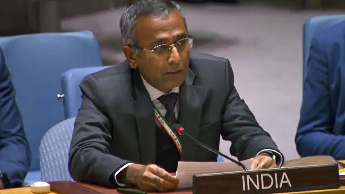 <div class="paragraphs"><p>India’s Deputy Permanent Representative at the UN Ambassador R. Ravindra speaks during a United Nations Security Council meeting on the Israel-Gaza situation, in New York.</p></div>