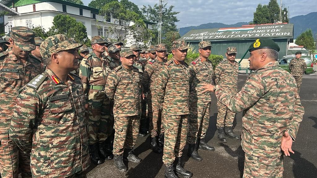 <div class="paragraphs"><p>General Manoj Pande with Army officials in Sikkim.&nbsp;&nbsp;</p></div>