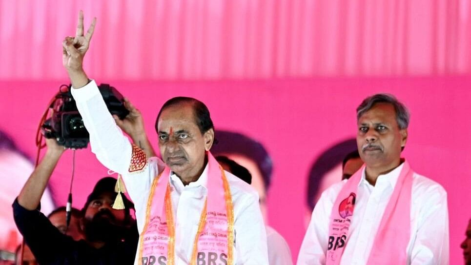 <div class="paragraphs"><p>Telangana Chief Minister and BRS President K. Chandrashekar Rao during a public meeting</p></div>