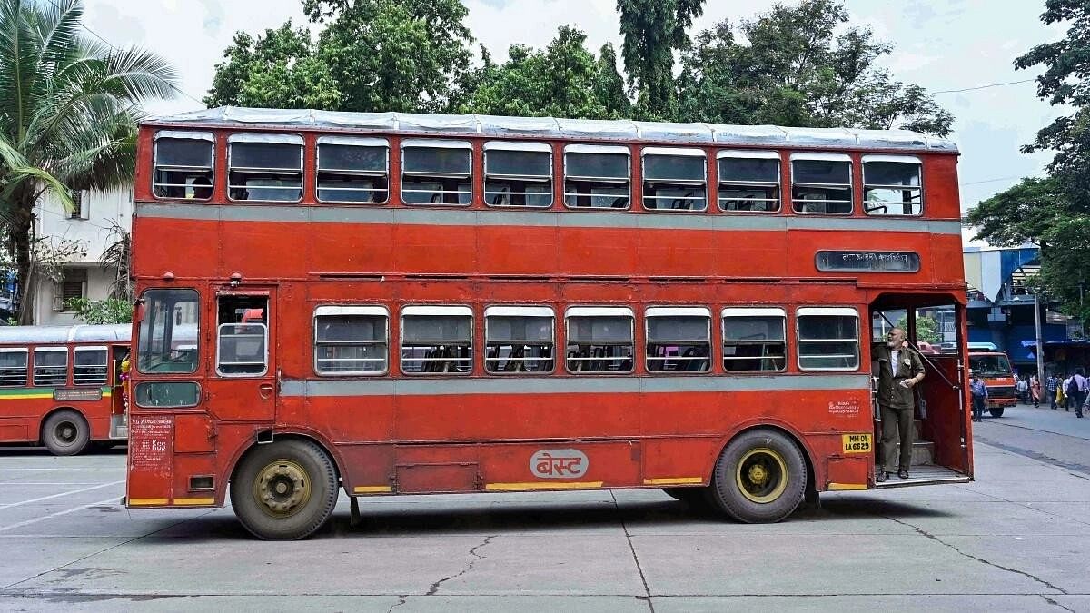 <div class="paragraphs"><p>A red non-AC double-decker bus of Brihanmumbai Electricity Supply and Transport (BEST), at Andheri in Mumbai.</p></div>