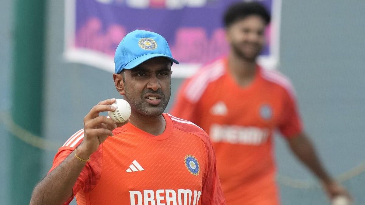 <div class="paragraphs"><p>Ravichandran Ashwin during a practice session ahead of their ICC Men’s Cricket World Cup match against Australia, at the MA Chidambaram Stadium, in Chennai, Thursday, Oct. 5, 2023.</p></div>