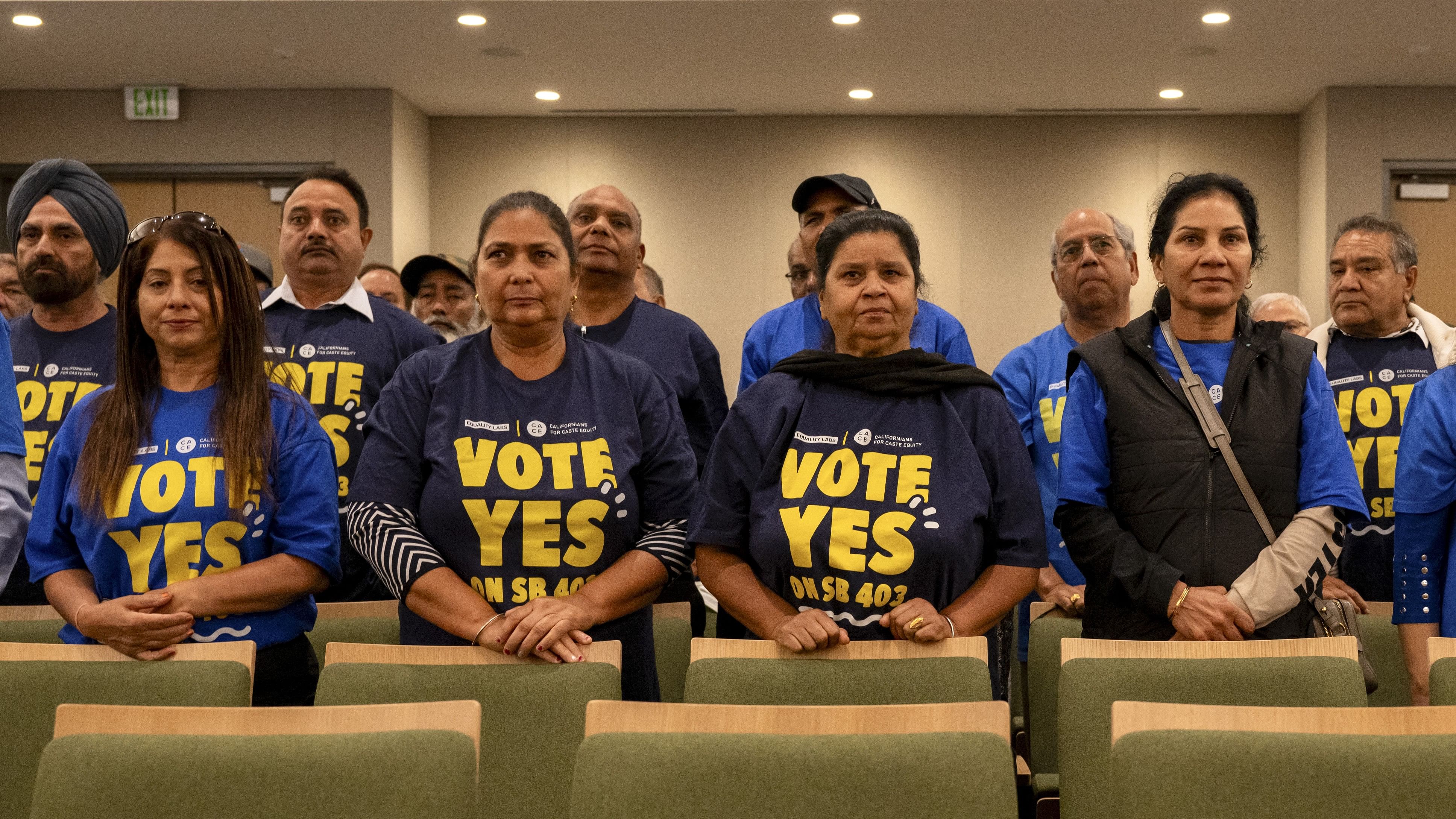 <div class="paragraphs"><p>Supporters of Senate Bill 403, which would ban caste-based discrimination, in the State Assembly in Sacramento in August.</p></div>