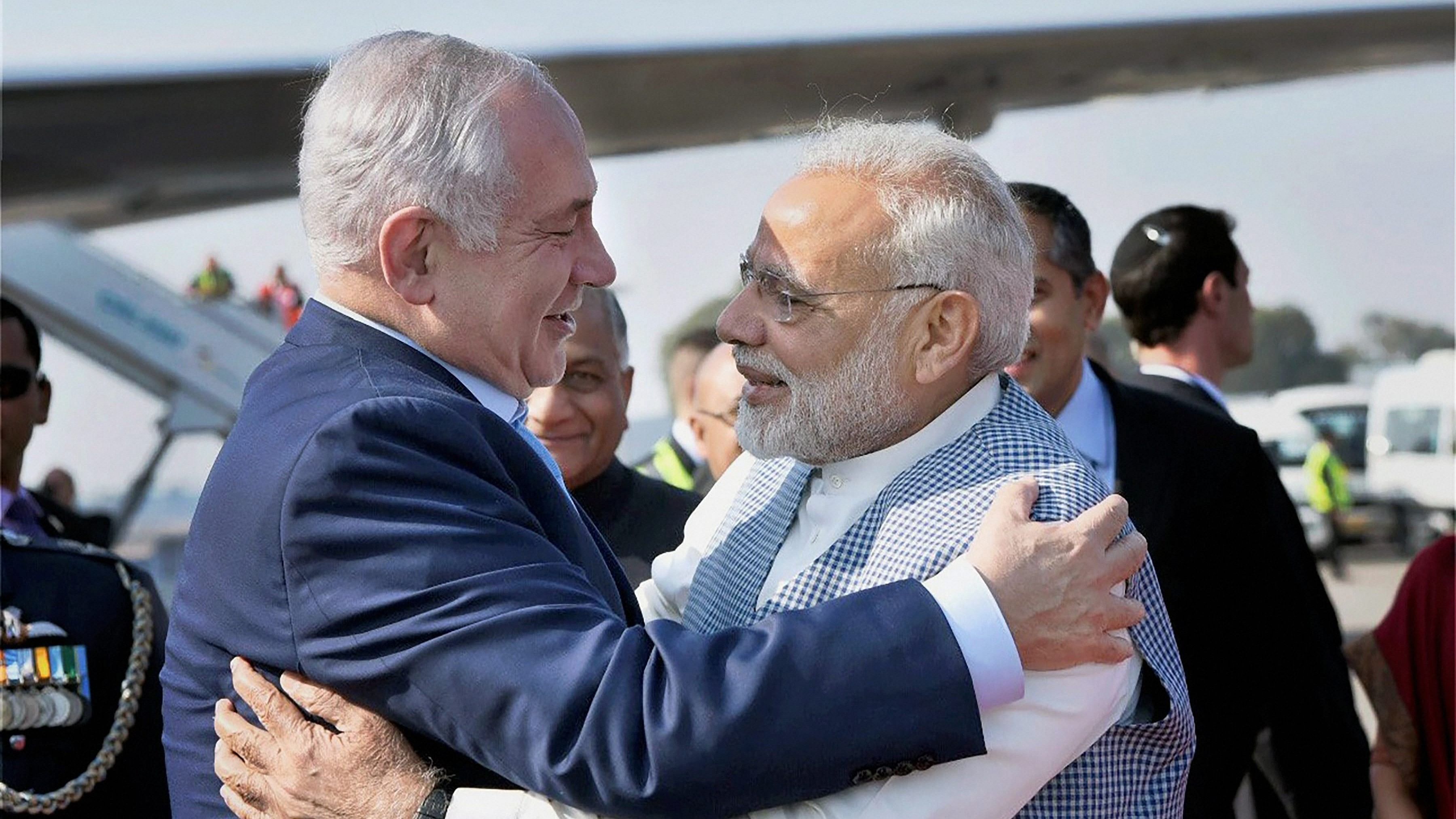 <div class="paragraphs"><p>Prime Minister Narendra Modi with his&nbsp;Israeli counterpart Benjamin Netanyahu.</p></div>