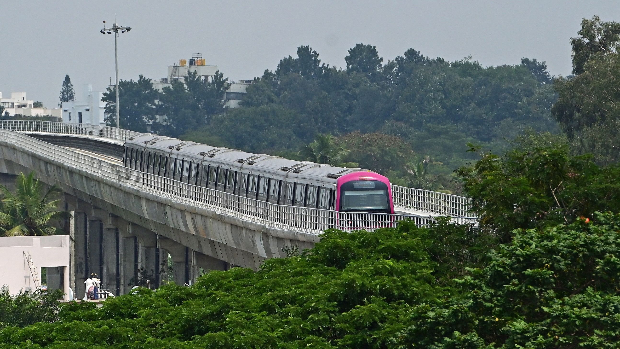 <div class="paragraphs"><p>A train running along the Purple Line of the Bengaluru Metro.</p></div>