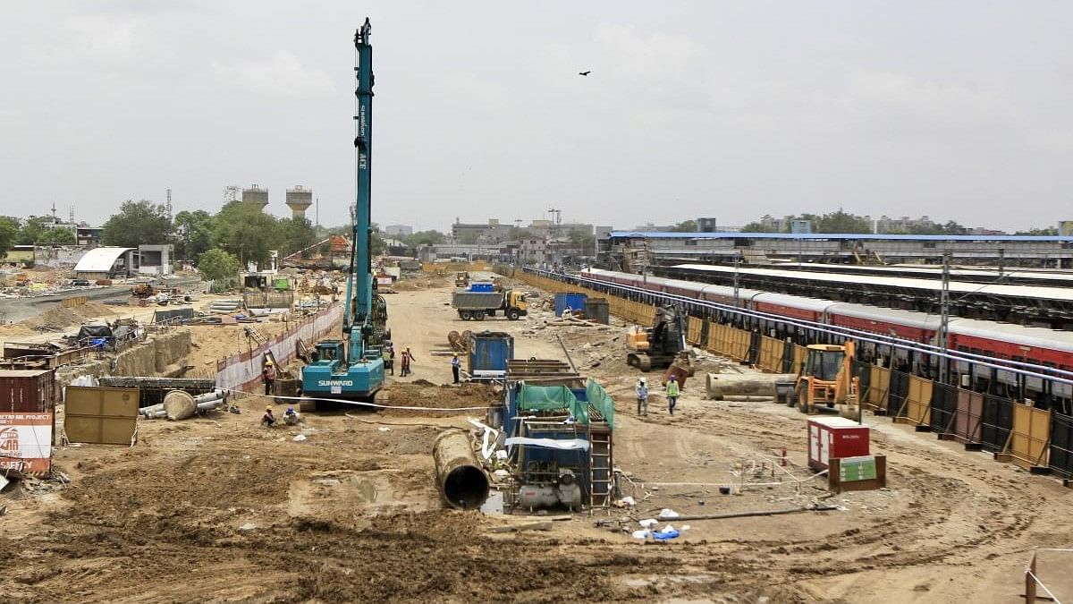 <div class="paragraphs"><p>Construction of the Ahmedabad-Mumbai bullet train corridor under way in Ahmedabad.</p></div>