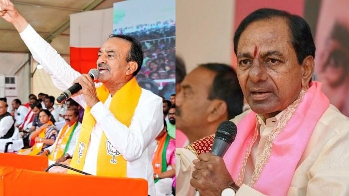 <div class="paragraphs"><p>BJP legislator Etala Rajender and&nbsp;Chief Minister K Chandrasekhar Rao.</p></div>