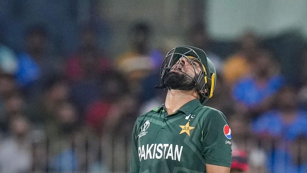 <div class="paragraphs"><p>Iftikhar Ahmed reacts after being dismissed during the ICC Men's Cricket World Cup 2023 match between Pakistan and Afghanistan, at MA Chidambaram Stadium, in Chennai.</p></div>