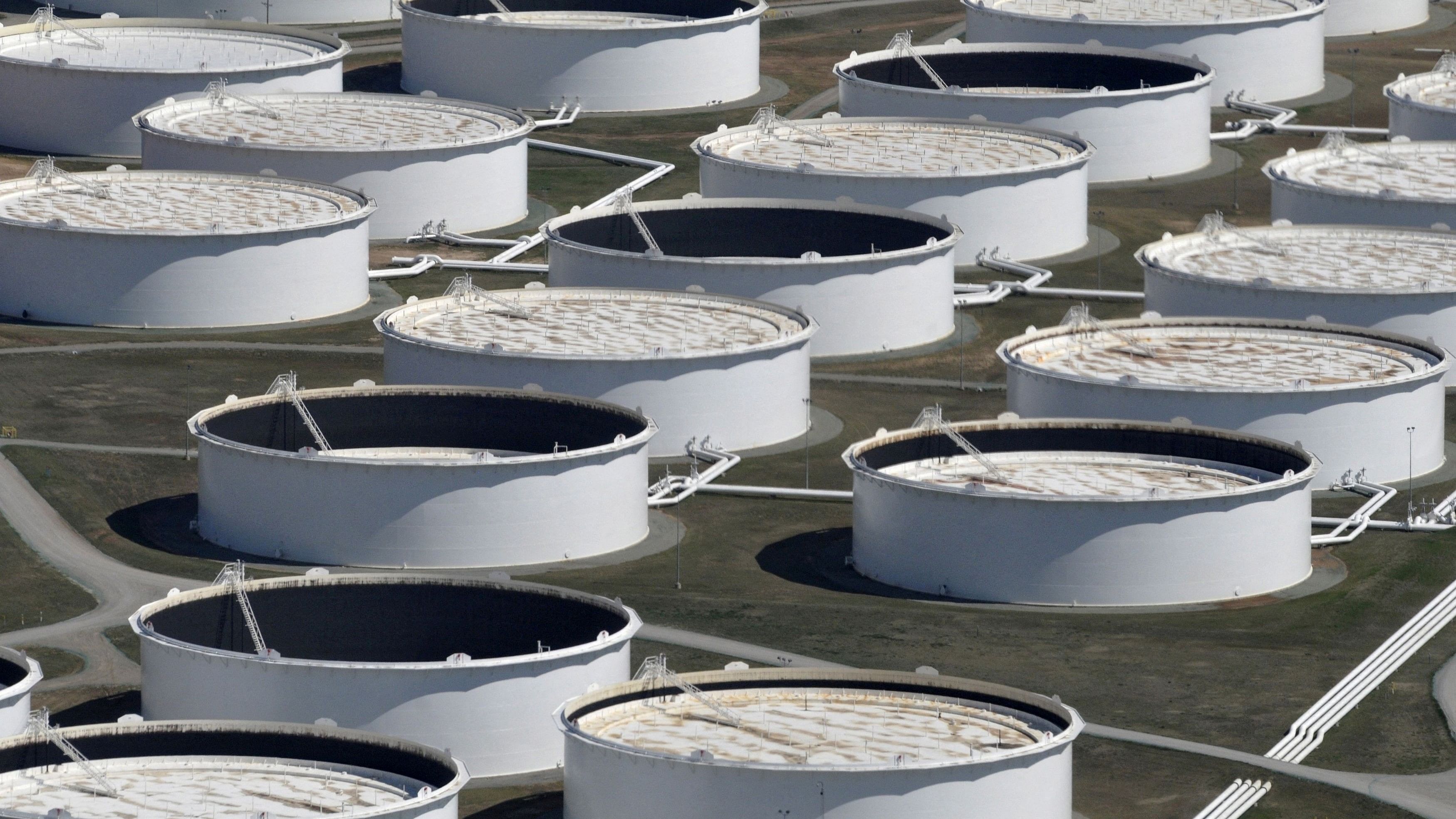 <div class="paragraphs"><p>Crude oil storage tanks are seen from above at the Cushing oil hub, appearing to run out of space to contain a historic supply glut that has hammered prices, in Cushing, Oklahoma, March 24, 2016. </p></div>