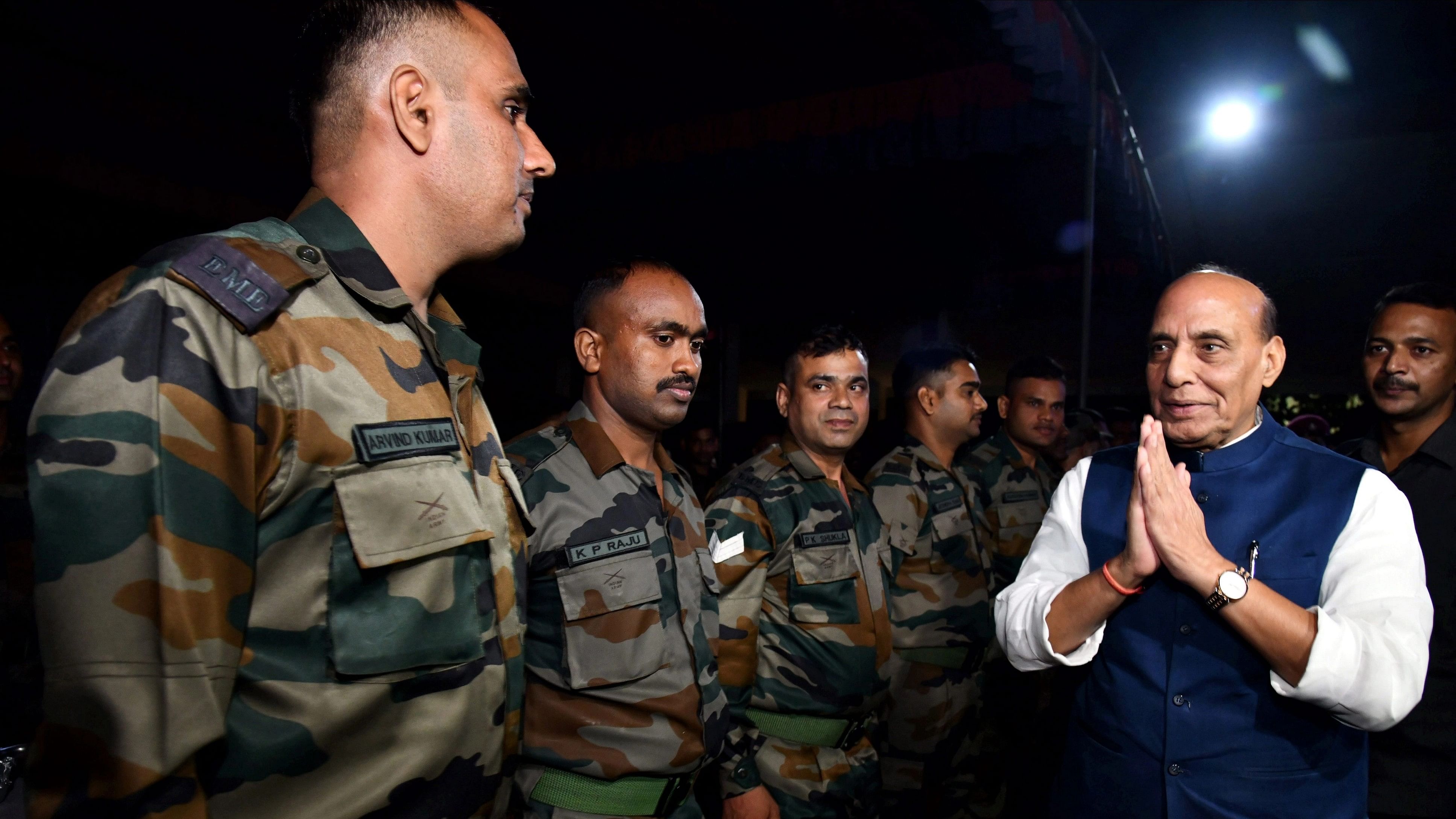 <div class="paragraphs"><p>Defence Minister Rajnath Singh during his visit to Solmora Army Camp, in Tezpur, Monday, Oct. 23, 2023.   </p></div>