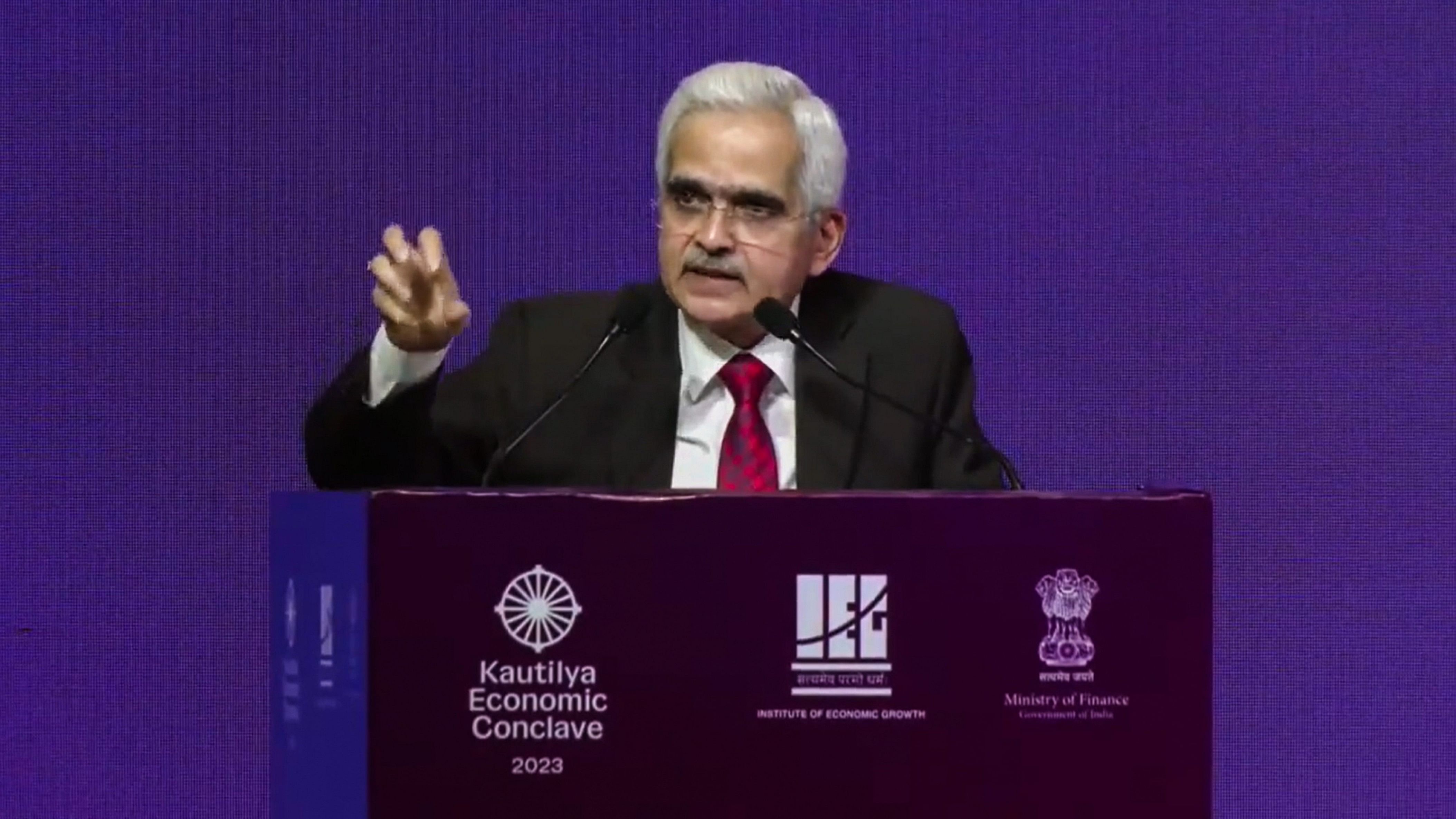 <div class="paragraphs"><p>RBI Governor Shaktikanta Das at 'Kautilya Economic Conclave' in New Delhi on Friday. </p></div>