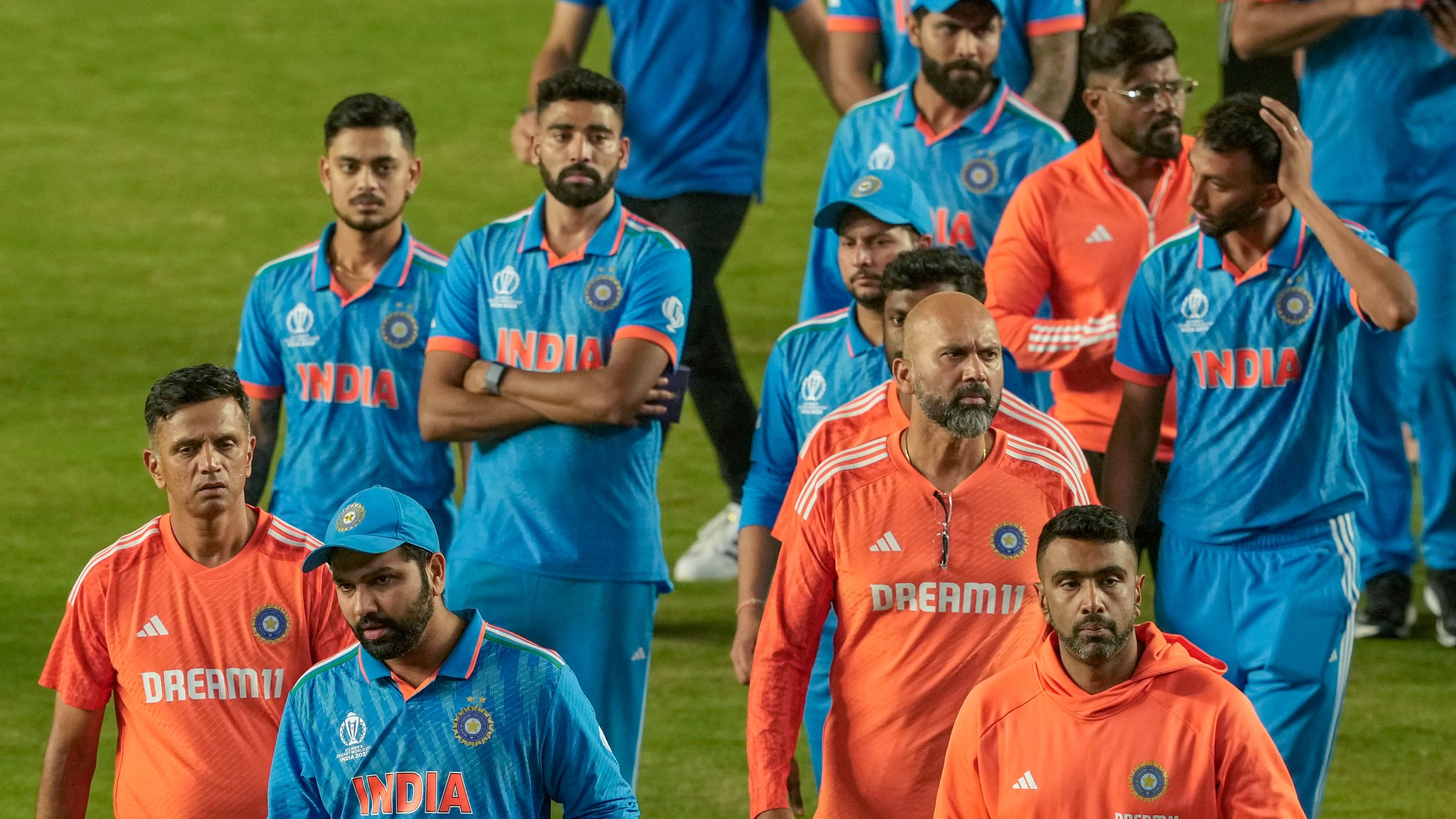 <div class="paragraphs"><p>India's head coach Rahul Dravid, skipper Rohit Sharma after the ICC Men’s Cricket World Cup 2023 finals, at the Narendra Modi Stadium, in Ahmedabad.&nbsp;</p></div>