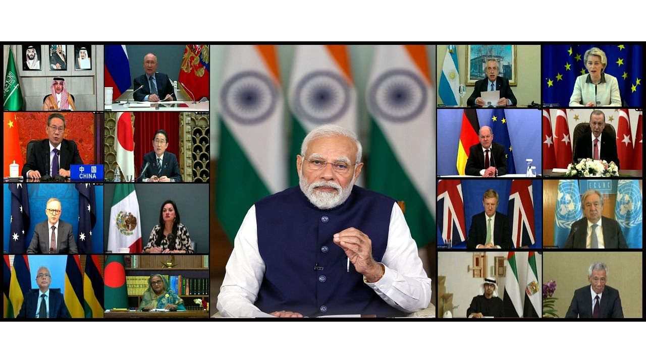 <div class="paragraphs"><p>PM Narendra Modi addresses the G20 virtual summit. </p></div>