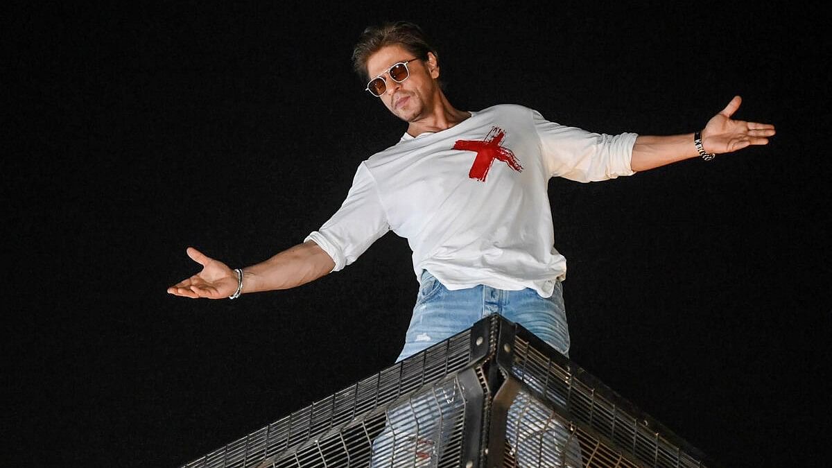 <div class="paragraphs"><p>Bollywood superstar Shah Rukh Khan acknowleges his fans who gathered outside his resident Mannat to greet him on his 58th birthday, in Mumbai.</p></div>