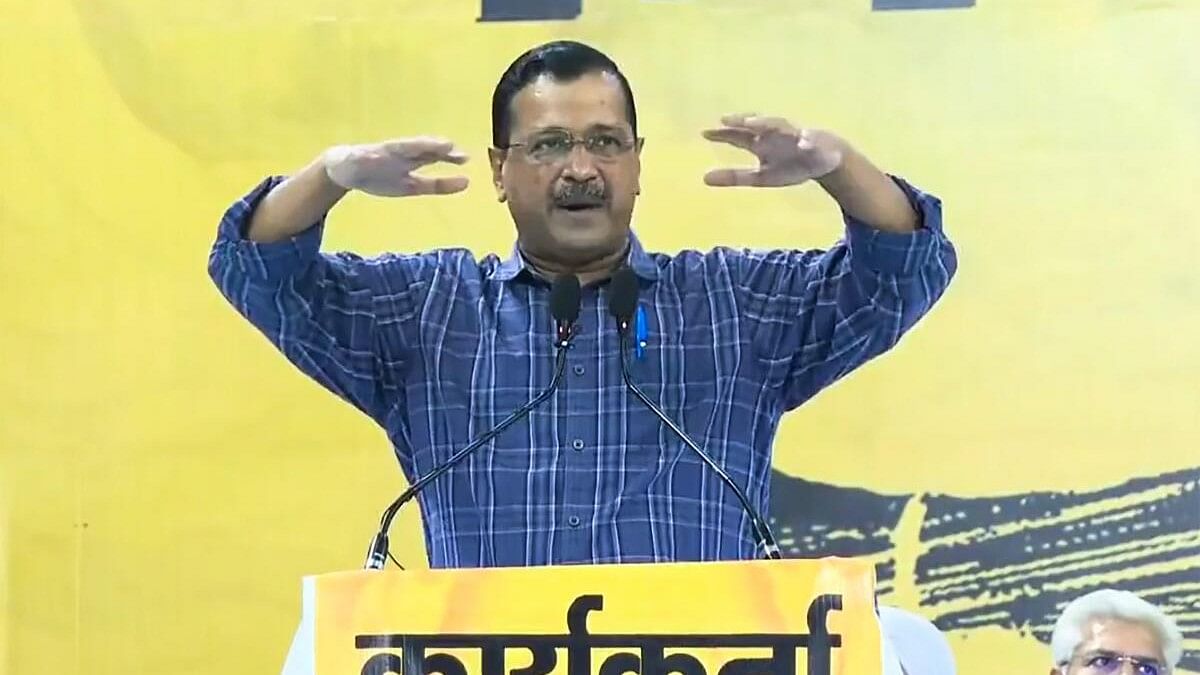 <div class="paragraphs"><p>Delhi Chief Minister and AAP convener Arvind Kejriwal addresses a party workers’ congregation, in New Delhi.&nbsp;</p></div>