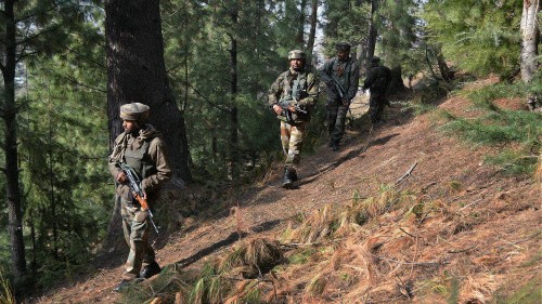 <div class="paragraphs"><p>Army jawans patrol near Line of Control (LOC) in Poonch.</p></div>