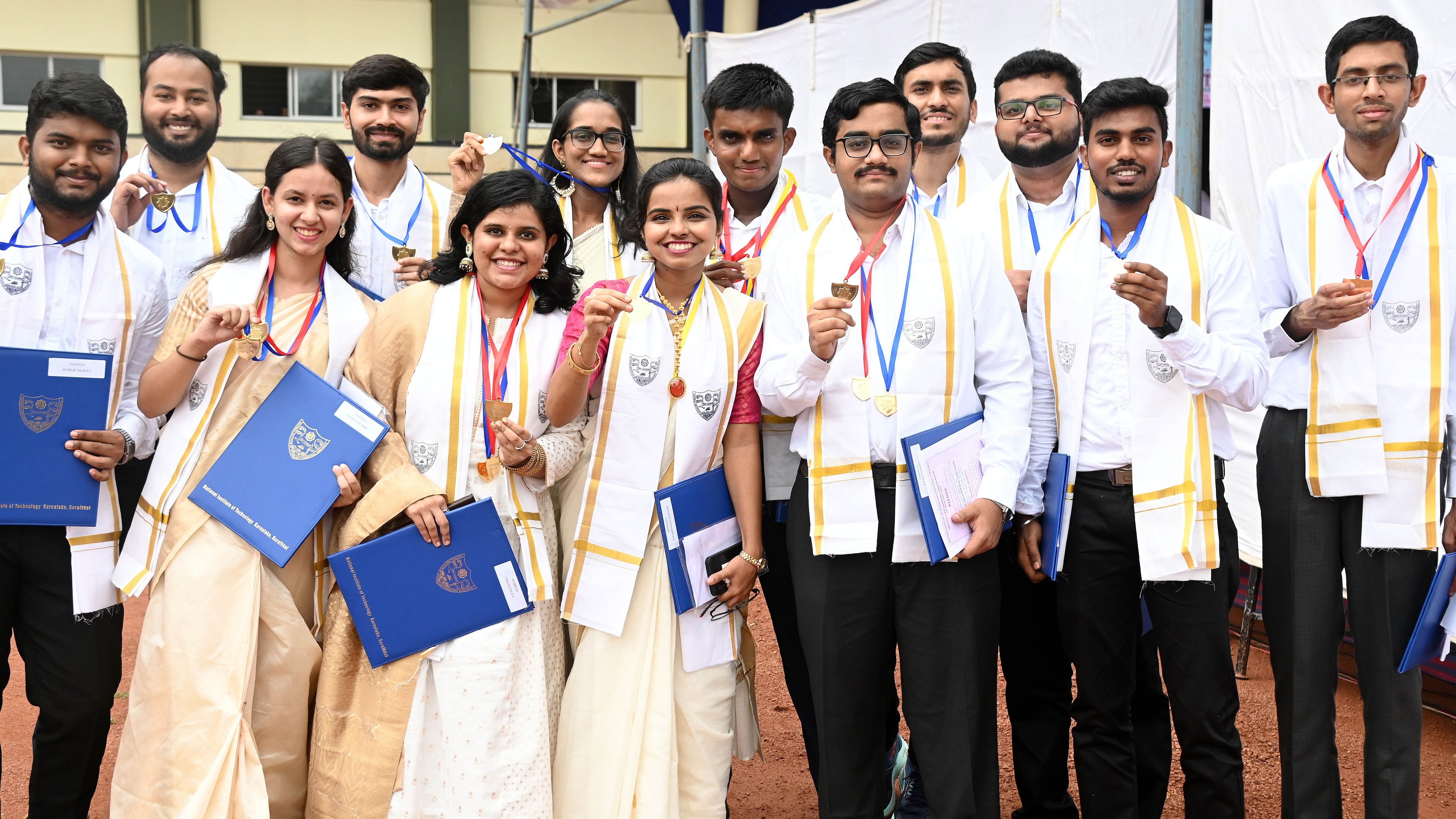 <div class="paragraphs"><p>Graduates who won gold medals during the convocation of NITK, Surathkal. </p><p><br></p></div>