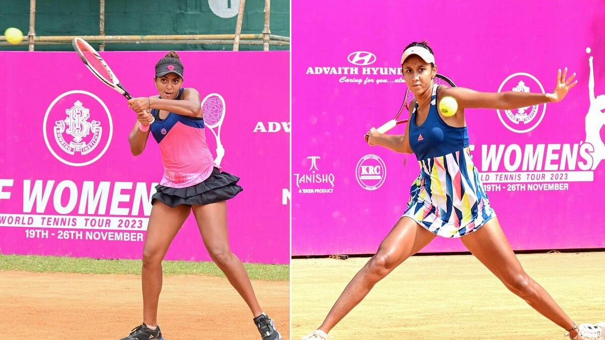 <div class="paragraphs"><p>Zeel Desai (left) won against Rutuja Bhosale, Shrivalli Rashmikaa Bhamidiapty (right) won against Lanlana Tararudee and enter into final at ITF Women’s world Tennis Tour in Bowering Institute, Bengaluru.&nbsp;</p></div>