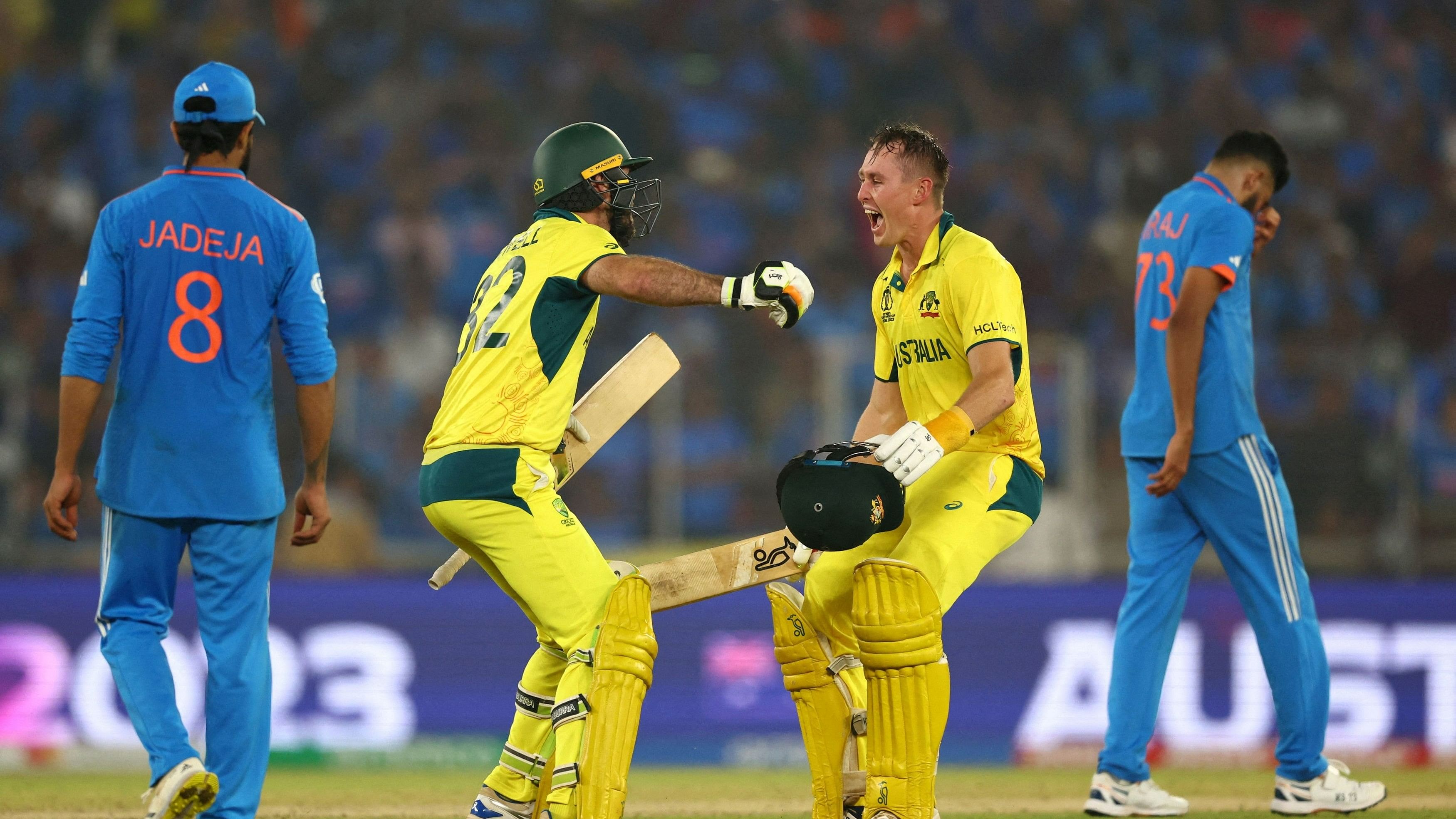 <div class="paragraphs"><p>ICC Cricket World Cup 2023 - Final - India v Australia - Narendra Modi Stadium, Ahmedabad, India - November 19, 2023 Australia's Glenn Maxwell and Marnus Labuschagne celebrate after winning the ICC Cricket World Cup </p></div>