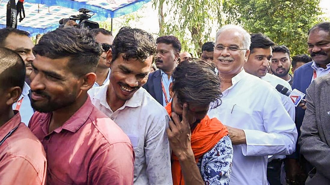 <div class="paragraphs"><p>Chhattisgarh CM Bhupesh Baghel waits to cast his vote for the state Assembly election, in his native village Kuruddih, Durg district.</p></div>