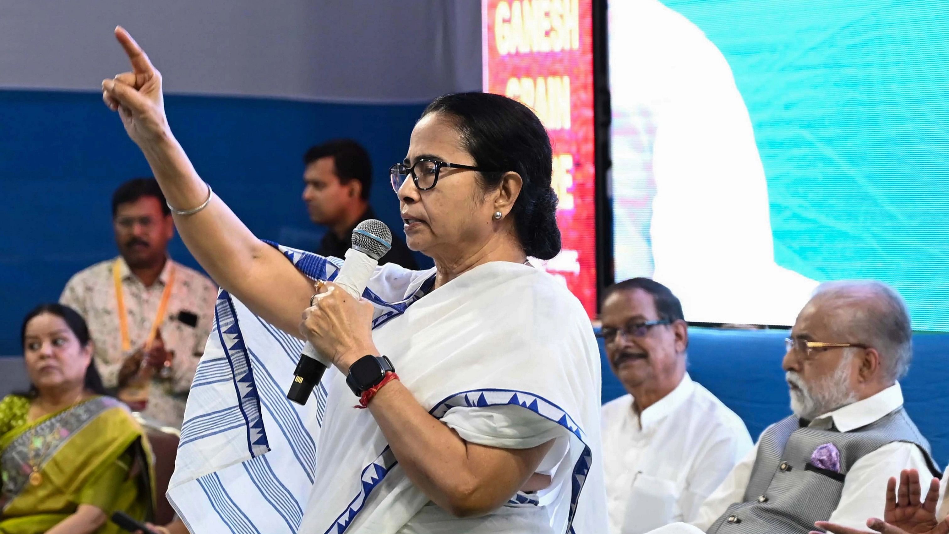 <div class="paragraphs"><p>Kolkata: West Bengal CM Mamata Banerjee speaks during the inauguration of Jagodhatri Puja, at Posta in Kolkata.</p></div>