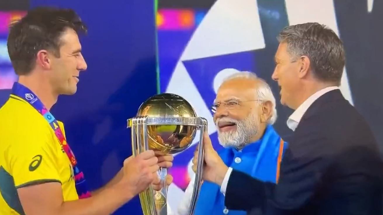 <div class="paragraphs"><p>Prime Minister Narendra Modi during the presentation ceremony following the conclusion of the ICC World Cup. Australia captain Pat Cummins is also seen.</p></div>