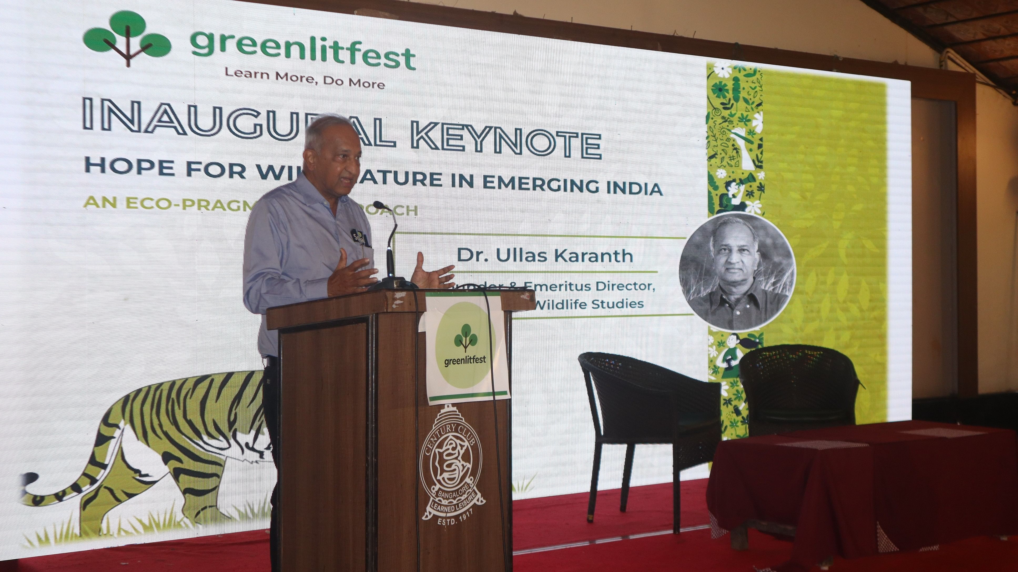 <div class="paragraphs"><p>K Ullas Karanth delivers the inaugural keynote at the third edition of the Green Literature Festival. </p></div>