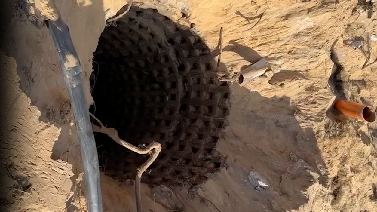 <div class="paragraphs"><p>A still image taken from a video released by the Israeli Defence Forces on November 7, 2023, shows what they say is a Hamas tunnel shaft near an amusement park in a location given as Gaza.</p></div>