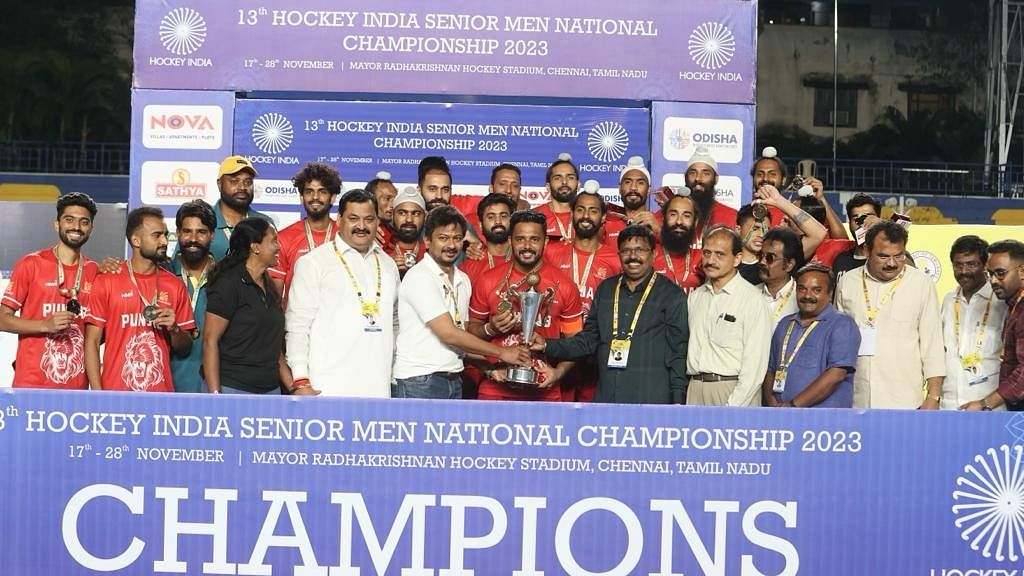 <div class="paragraphs"><p>Punjab men's hockey team winning the 13th HockeyIndia Senior Men National Championship 2023</p></div>