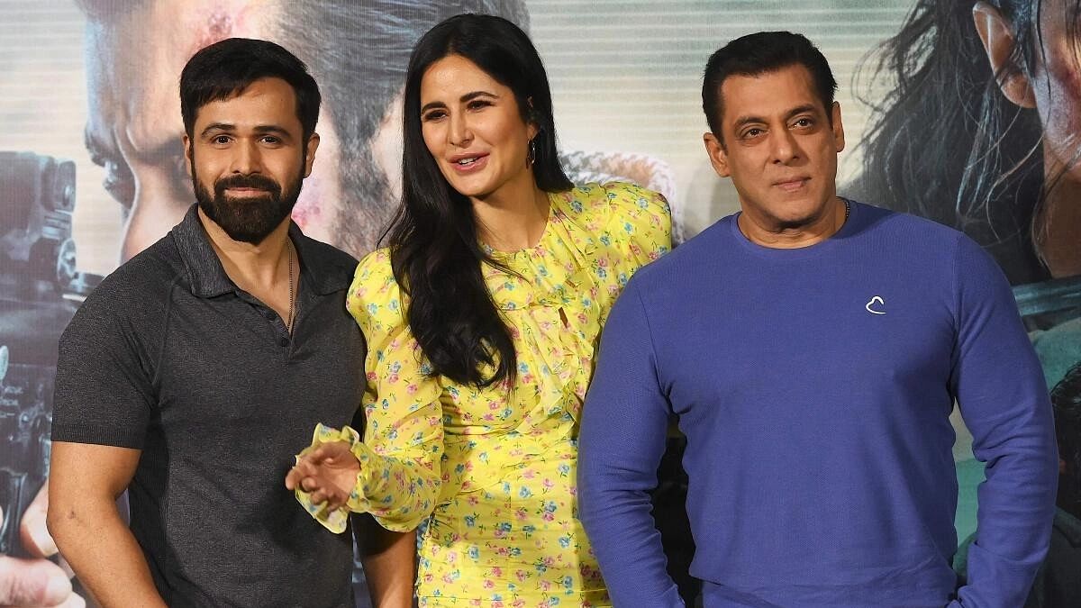 <div class="paragraphs"><p>Bollywood actors Emraan Hashmi, Katrina Kaif and Salman Khan during an event of their film ‘Tiger 3’, in Mumbai.</p></div>