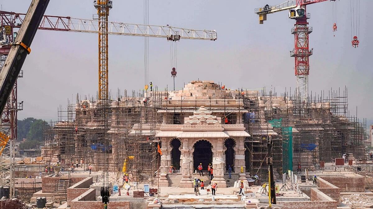 <div class="paragraphs"><p>Labourers work at the construction site of the Shri Ram Janmbhoomi Teerth Kshetra, in Ayodhya.&nbsp;</p></div>