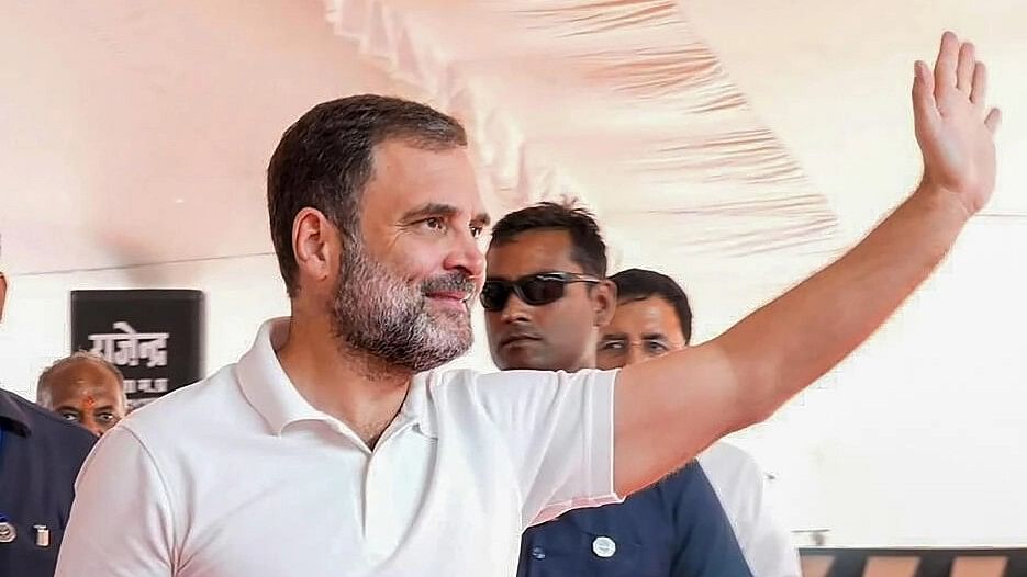 <div class="paragraphs"><p>Congress leader Rahul Gandhi waves to the supporters during a public meeting ahead of the MP Assembly elections.&nbsp;</p></div>