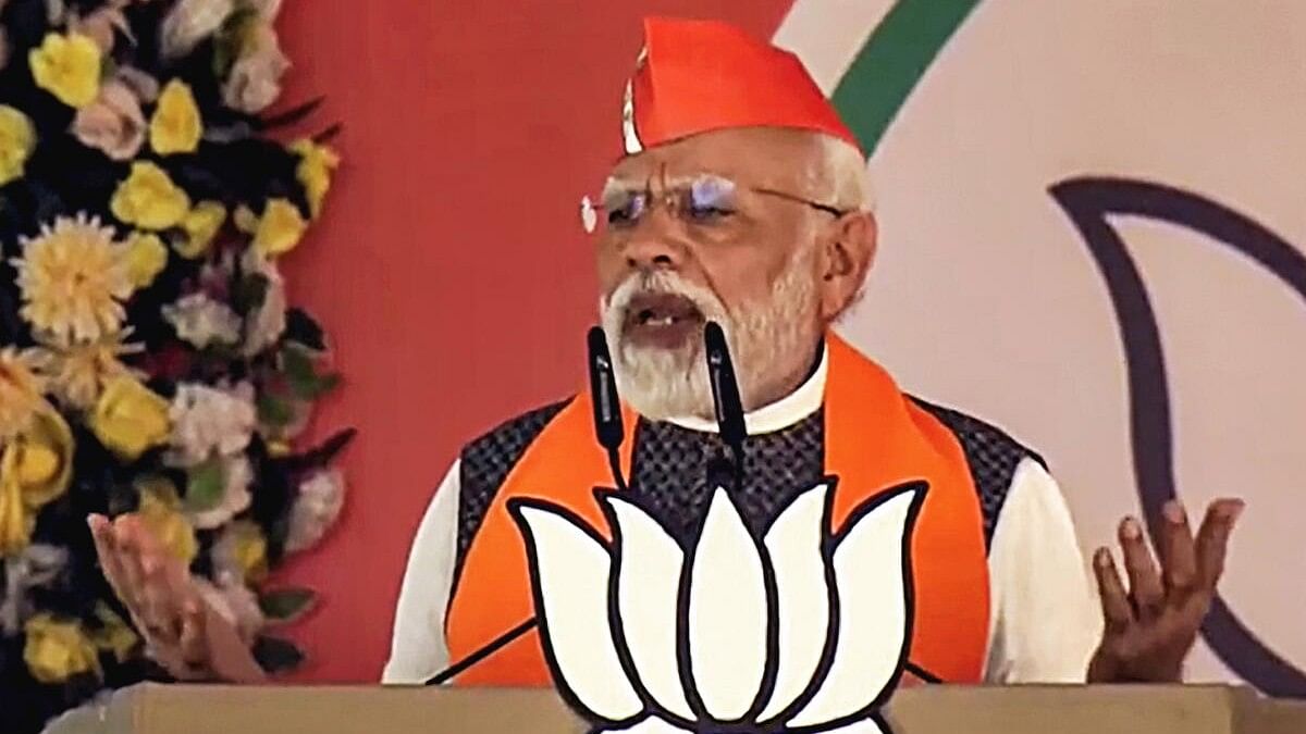 <div class="paragraphs"><p>Prime Minister Narendra Modi addresses during a public meeting ahead of Madhya Pradesh Assembly elections.</p></div>