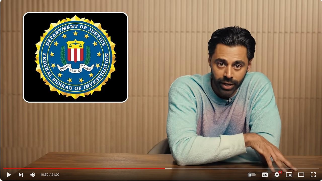 A screengrab from the 21-minute video Hasan Minhaj posted recently, where he backs his standup stories with explanation and evidence.