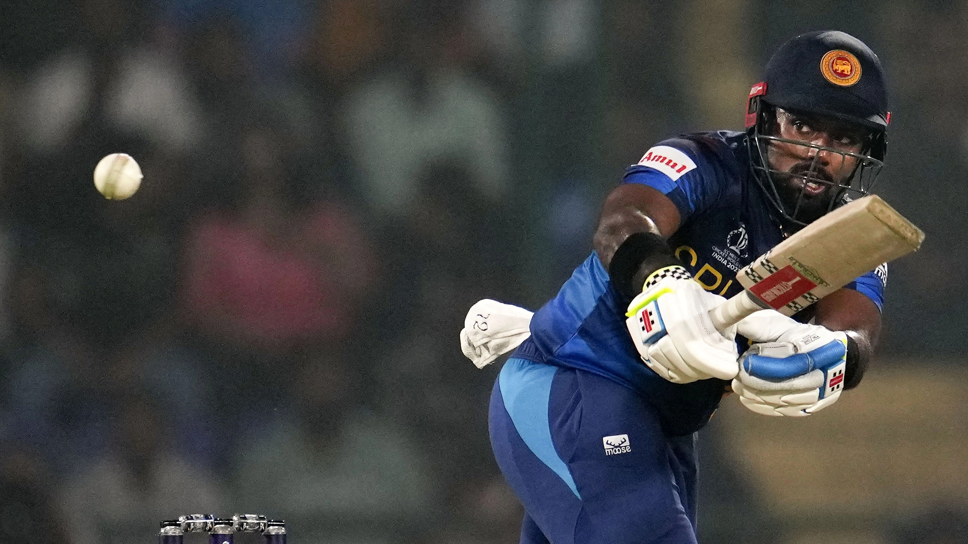 <div class="paragraphs"><p>Sri Lankan batsman Charith Asalanka plays a shot during the ICC Men's Cricket World Cup match between Sri Lanka and Bangladesh, at the Arun Jaitley Stadium in New Delhi</p></div>