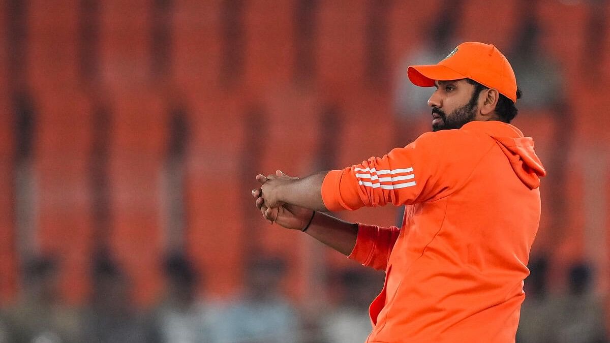 <div class="paragraphs"><p>Rohit Sharma during a practice session ahead of the ICC Men’s Cricket World Cup 2023 final match between India and Australia.&nbsp;</p></div>