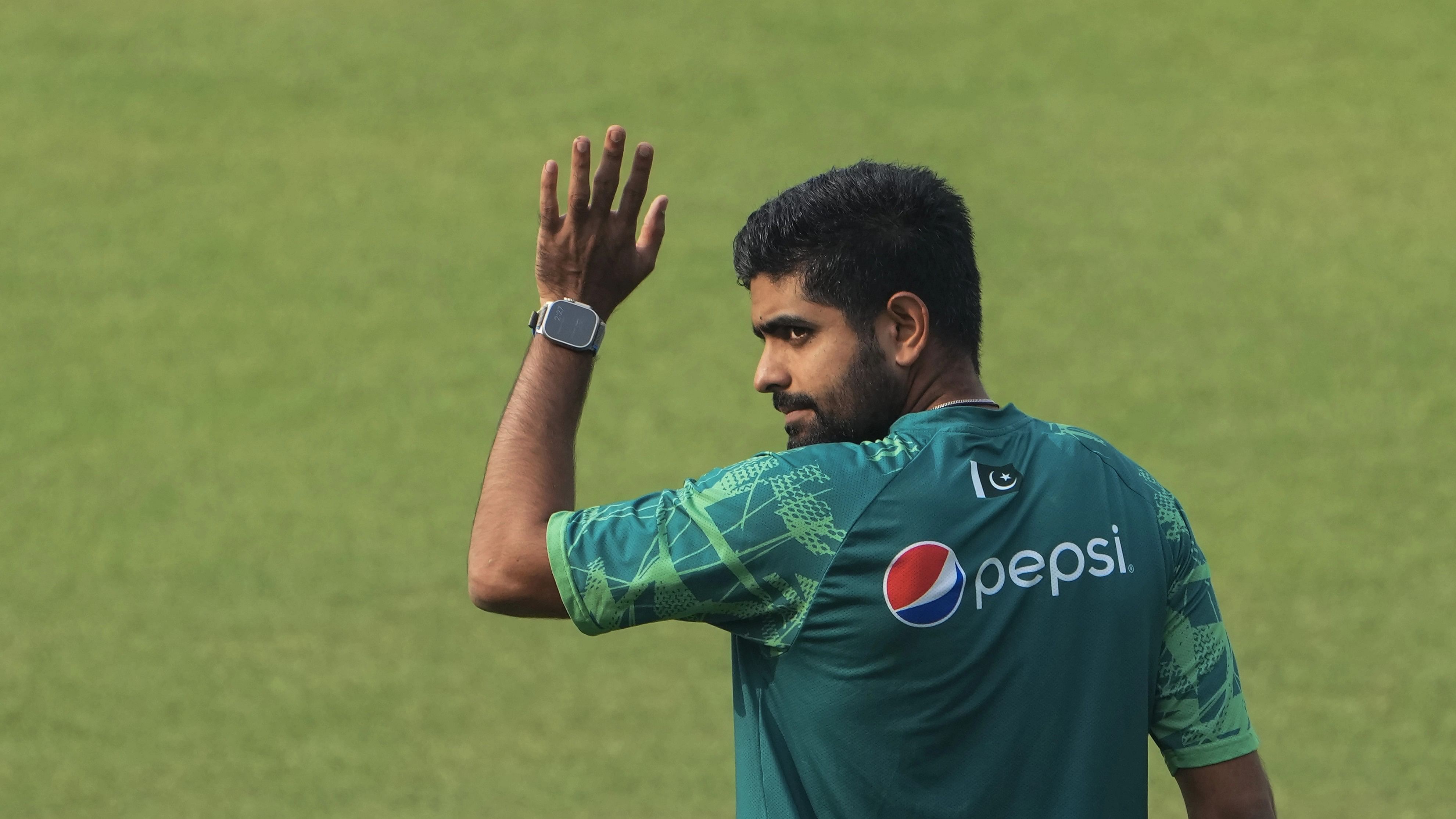 <div class="paragraphs"><p>Pakistan's captain Babar Azam during a practice session ahead of the ICC Men's Cricket World Cup match against England, at Eden Gardens in Kolkata.</p></div>