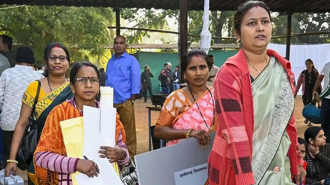 <div class="paragraphs"><p>Polling officials with EVMs and other election material leave for poll duty ahead of Chhattisgarh Assembly elections.</p></div>