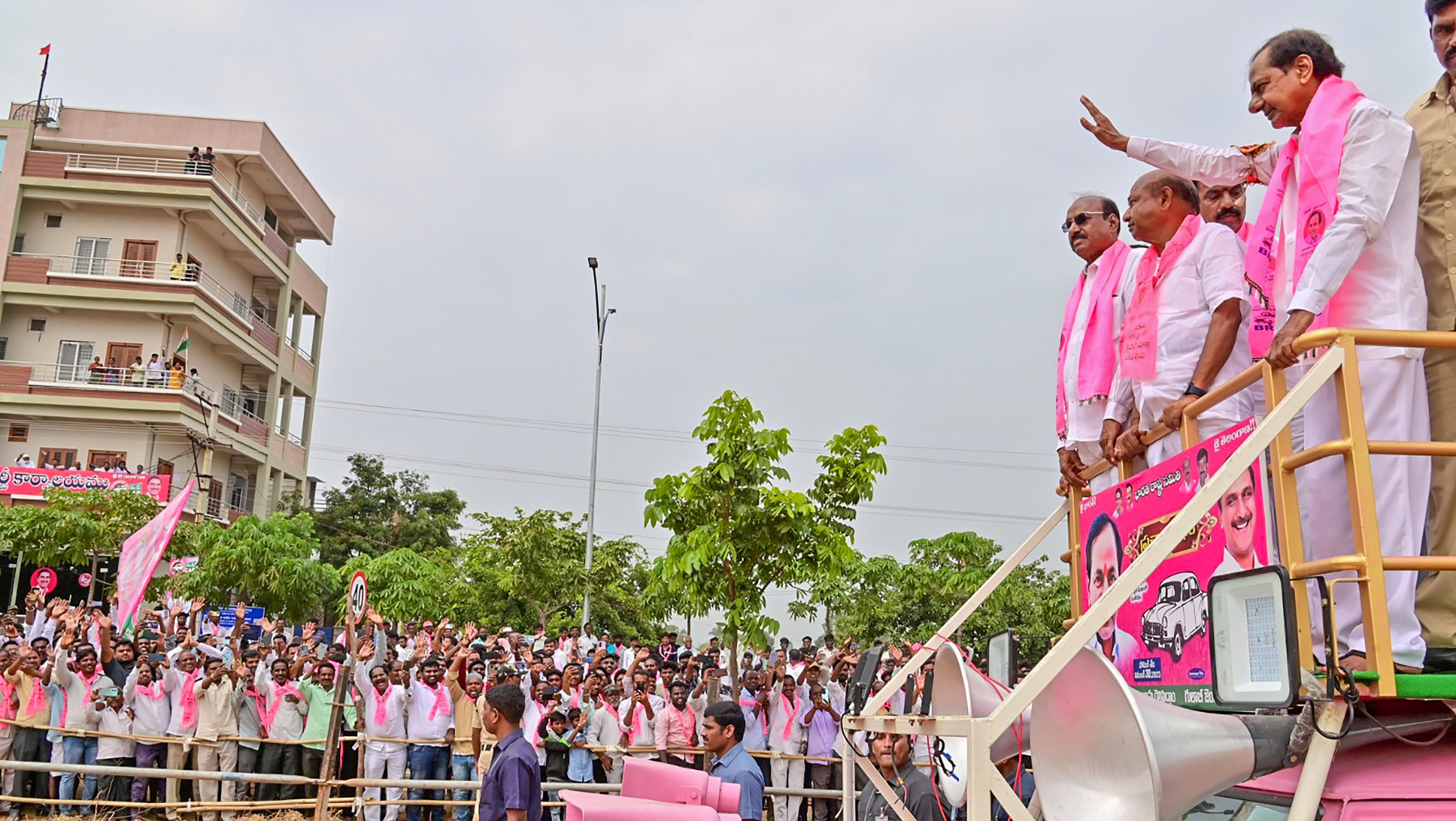 <div class="paragraphs"><p>Telangana Chief Minister and BRS chief K Chandrashekar Rao during a rally, at Gajwel in Siddipet district, Thursday, Nov. 9, 2023. </p></div>