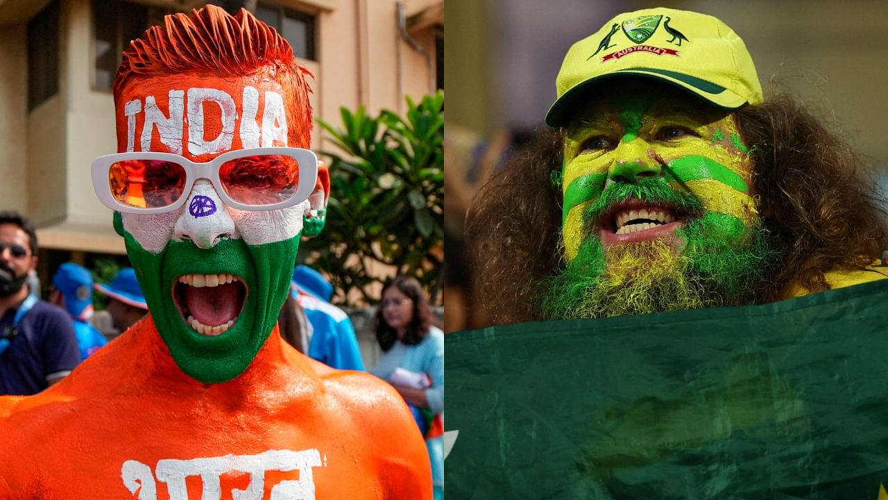 <div class="paragraphs"><p>Indian fan, an Australia fan celebrates after the match.&nbsp;</p></div>