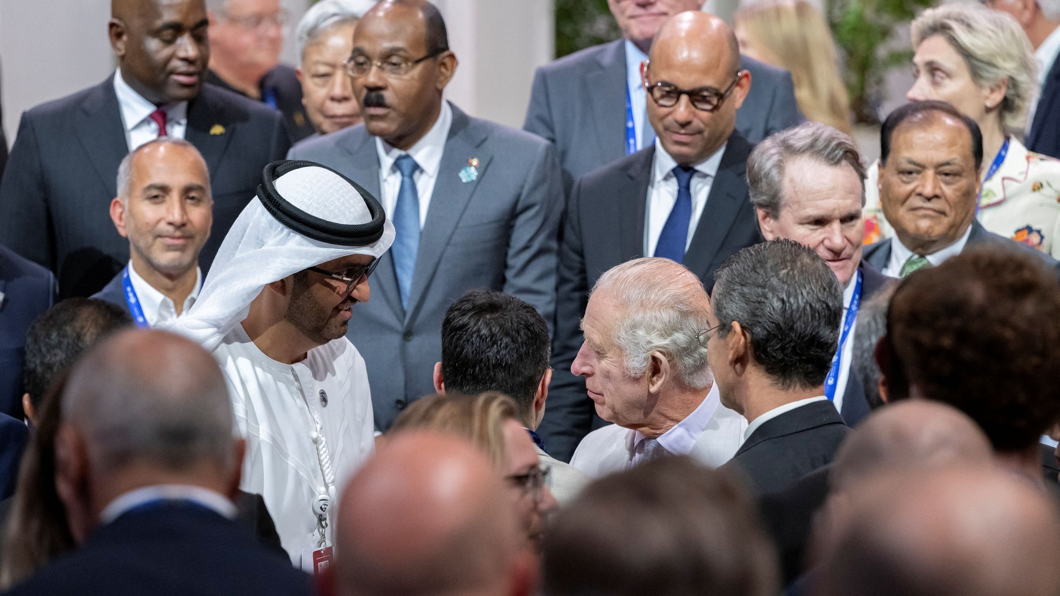 <div class="paragraphs"><p>Britain's King Charles speaks with HE Dr Sultan bin Ahmed Al Jaber, COP28 President, UAE Special Envoy for Climate Change and Minister of Industry and Advanced Technology as they attend the launch of the United Nations Climate Change Conference  Business and Philanthropy Climate Forum, at Dubai Exhibition Centre, United Arab Emirates, November 30, 2023.  </p></div>