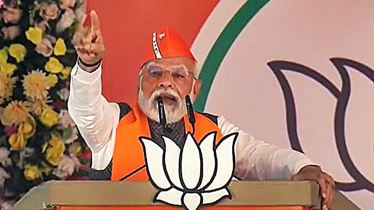 <div class="paragraphs"><p>Prime Minister Narendra Modi addresses during a public meeting ahead of Madhya Pradesh Assembly elections.&nbsp;</p></div>