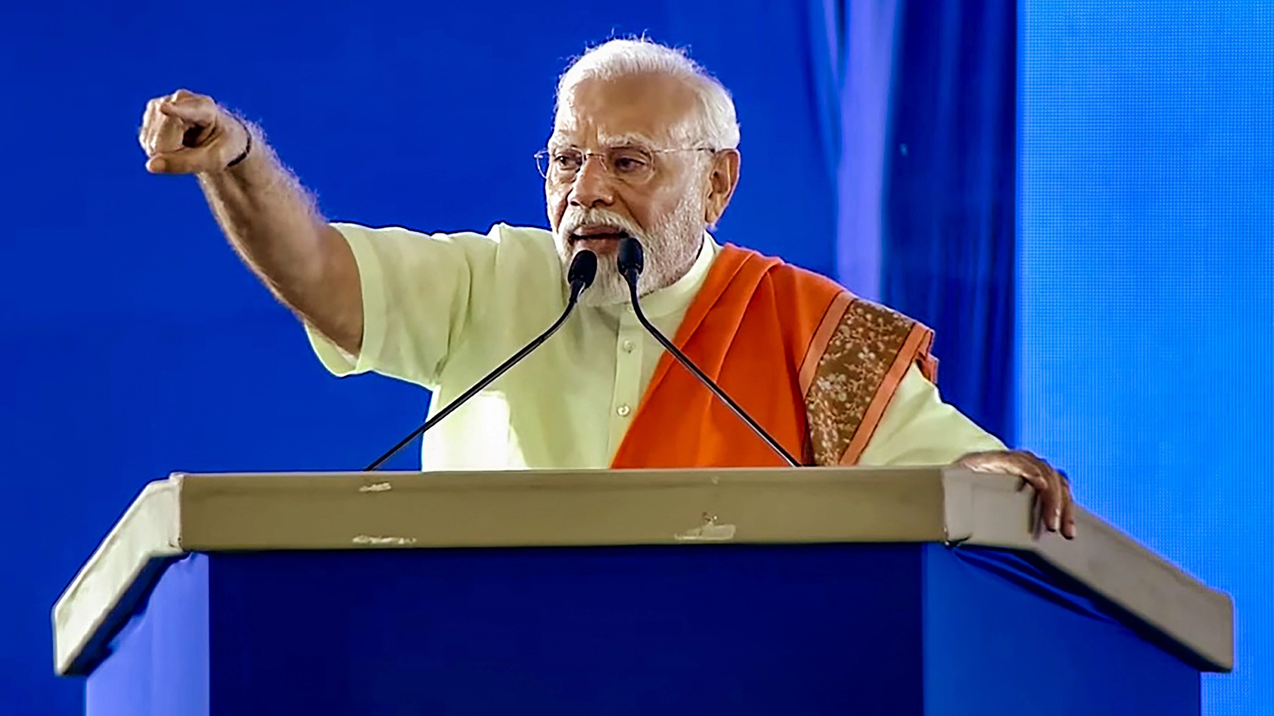 <div class="paragraphs"><p> Prime Minister Narendra Modi addresses a public meeting in Secunderabad, Telangana, Saturday, Nov. 11, 2023. </p></div>