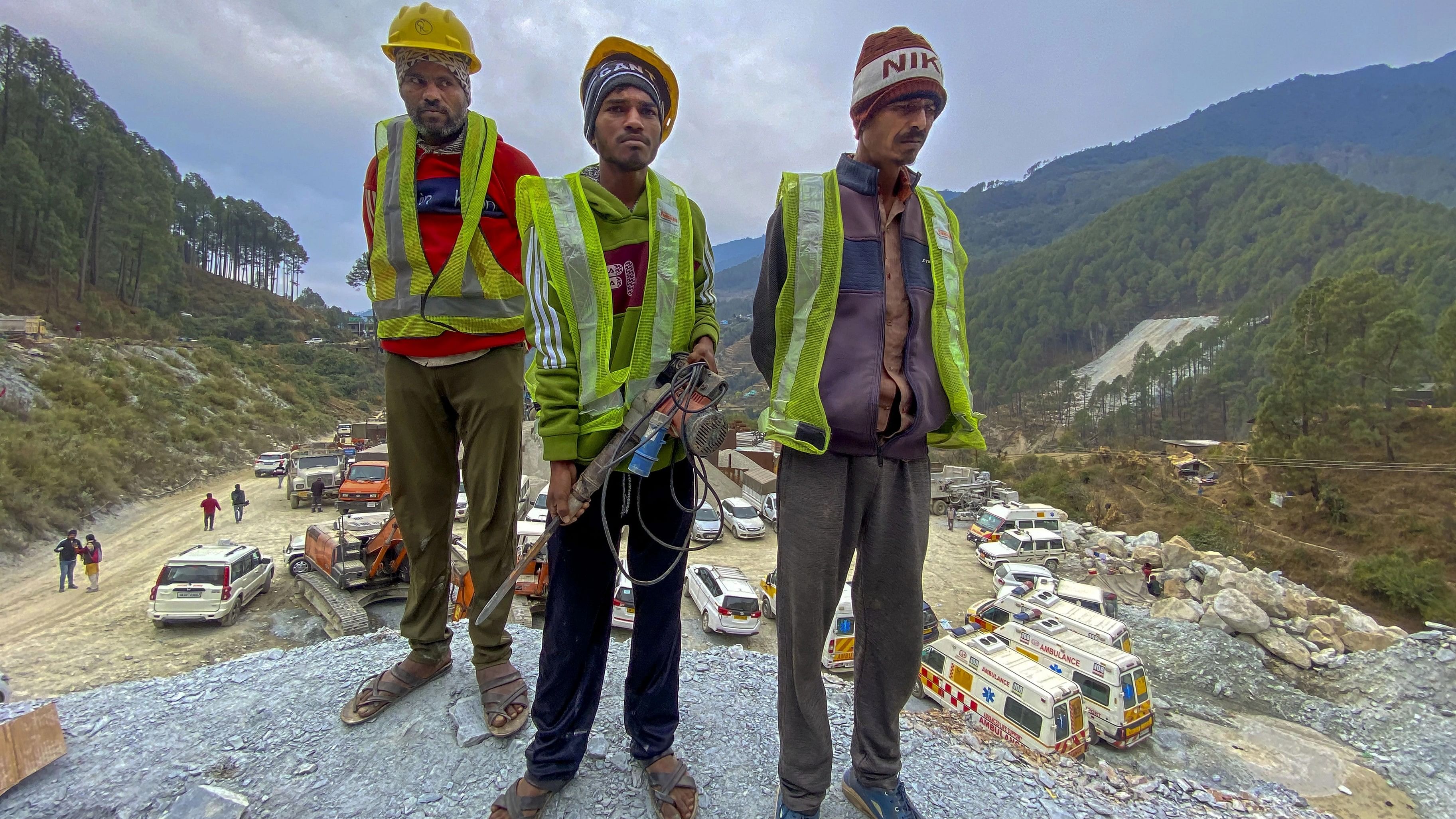 <div class="paragraphs"><p>Uttarkashi: Construction workers at under-construction Silkyara Tunnel, in Uttarkashi district, Monday, Nov. 27, 2023. </p></div>