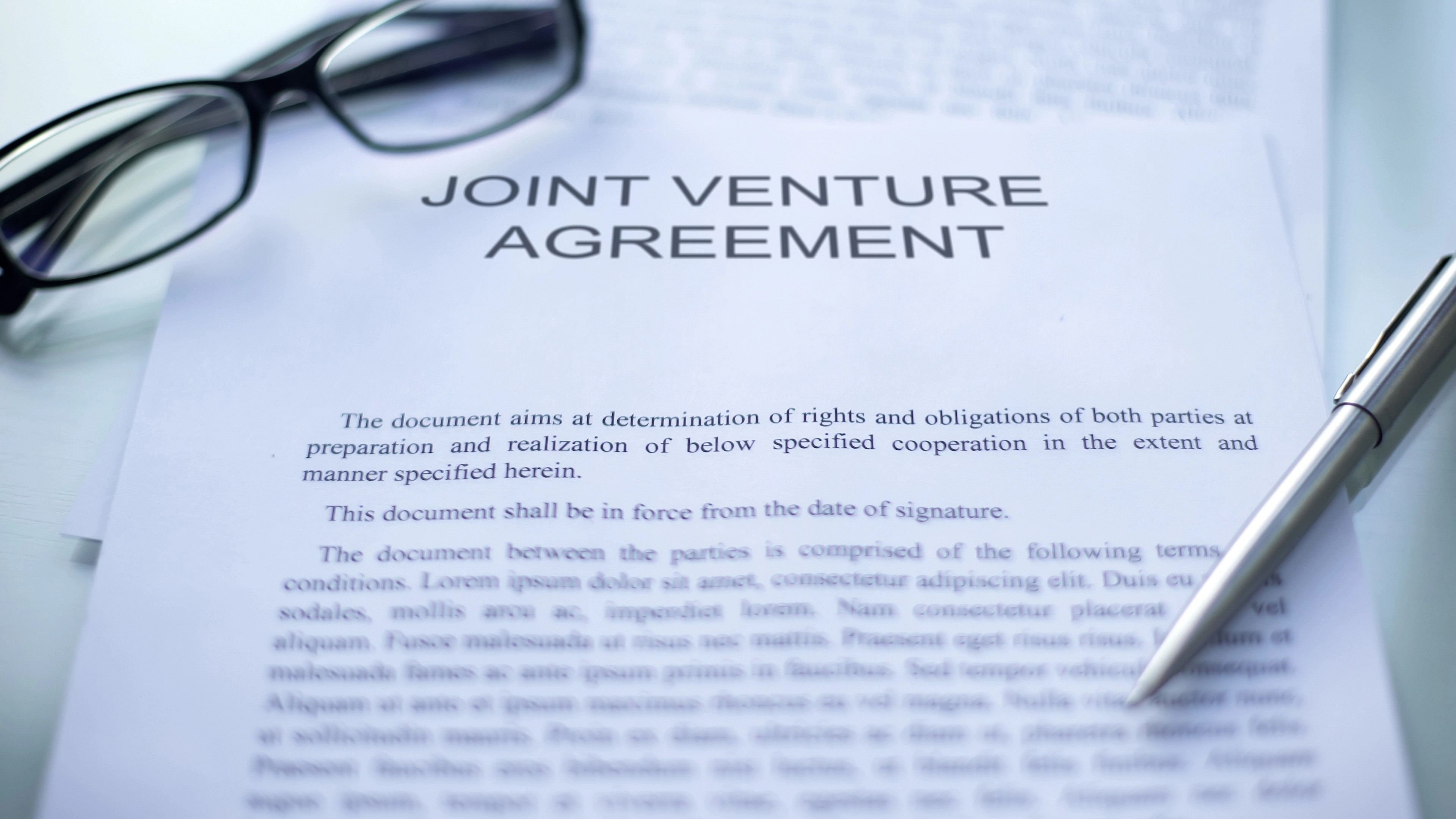 <div class="paragraphs"><p>Representative image of an agreement of a Joint Venture.&nbsp;</p></div>