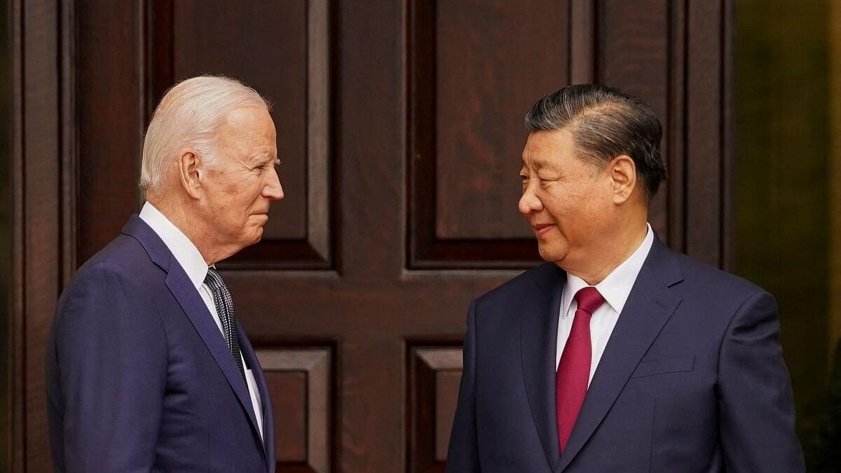 <div class="paragraphs"><p>US President Joe Biden meets with Chinese President Xi Jinping at Filoli estate on the sidelines of the Asia-Pacific Economic Cooperation (APEC) summit, in Woodside, California.</p></div>