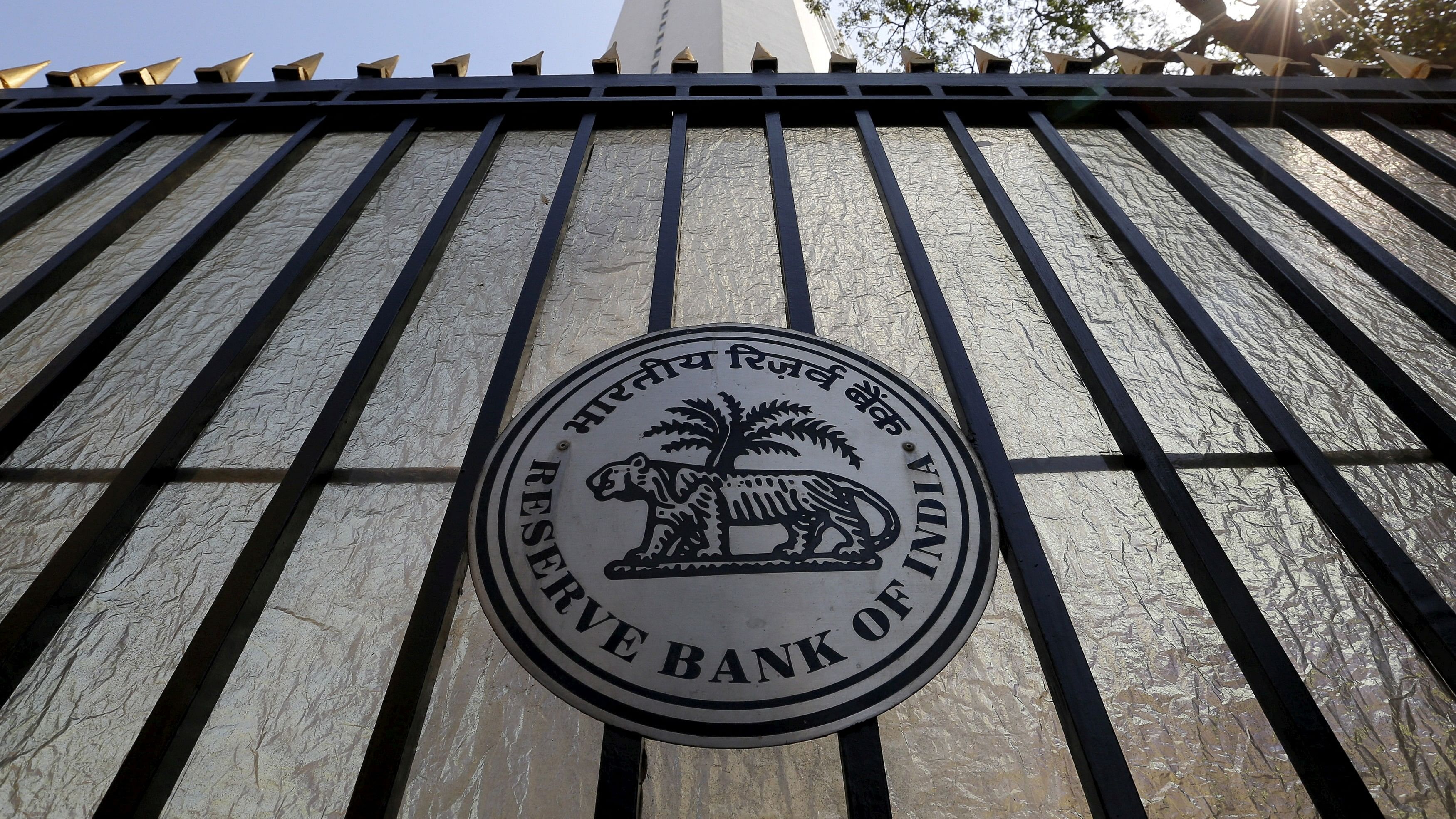 <div class="paragraphs"><p> The Reserve Bank of India (RBI) seal is pictured on a gate outside the RBI headquarters in Mumbai, India, February 2, 2016. </p></div>